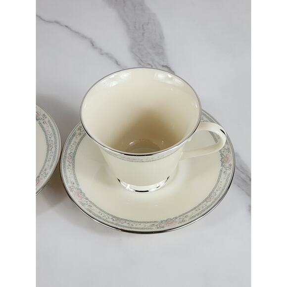 Lenox Charleston China Tea Cup Saucer Porcelain Ivory Year 90s Dinnerware USA x3 - Picture 3 of 16